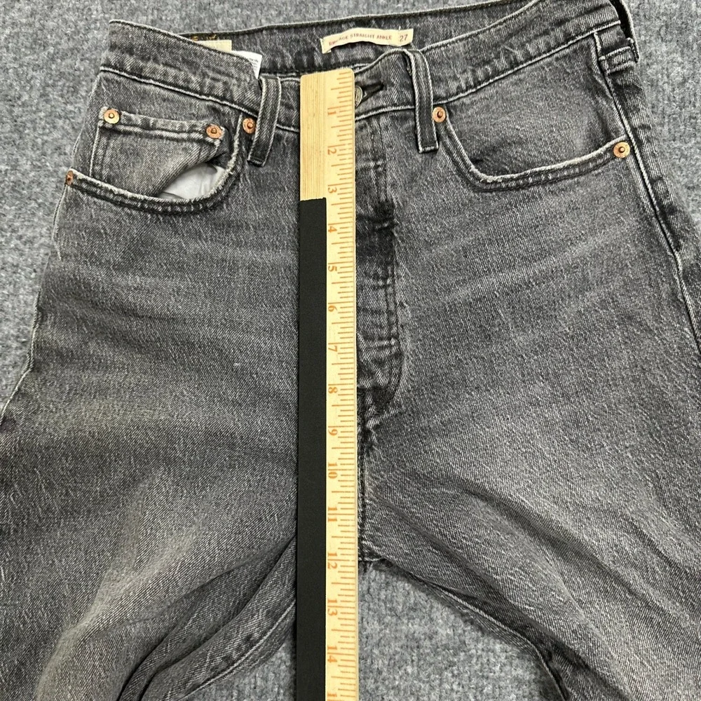 Levi's Jeans Womens 27 Black Ribcage Straight Ankle High Rise Button Fly Denim